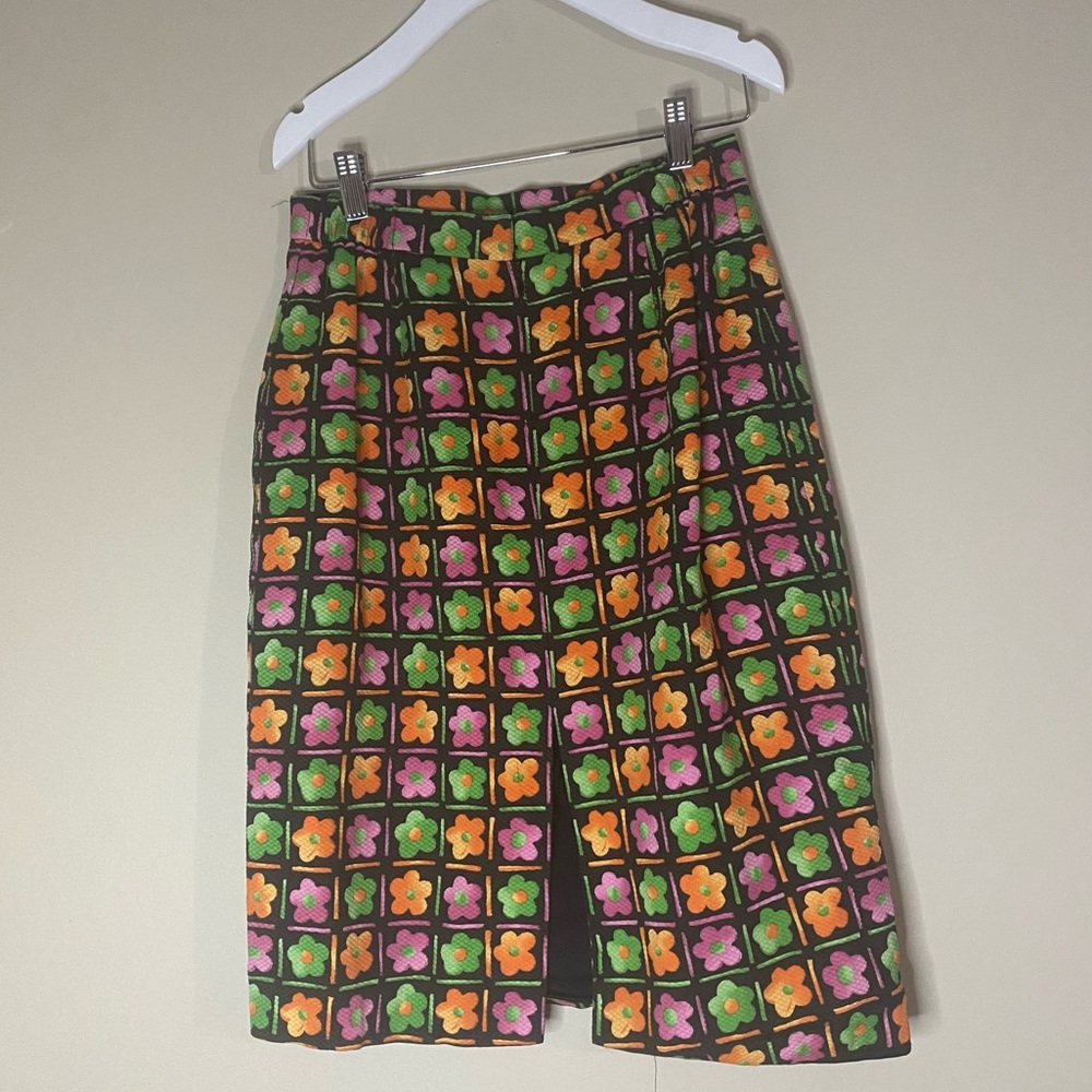 Victor Costa Vintage 70s Mod Floral Skirt - Picture 2 of 6